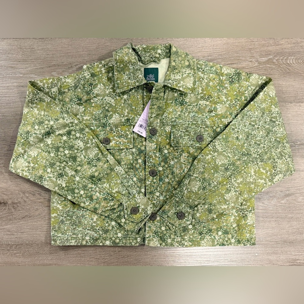 wild fable Green Floral Cropped Jacket